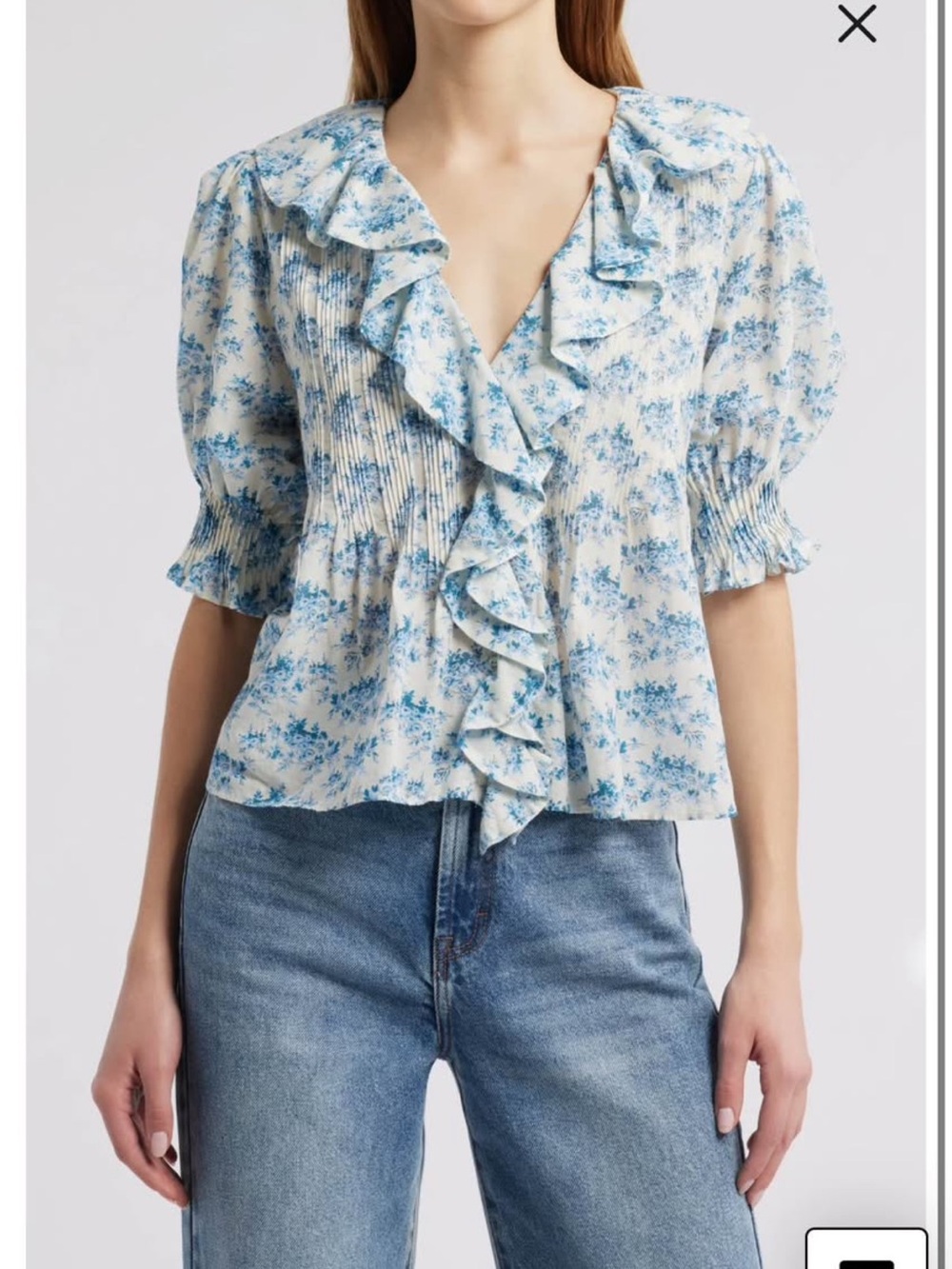 DÔEN Henri Top in Bleu Rosier Floral